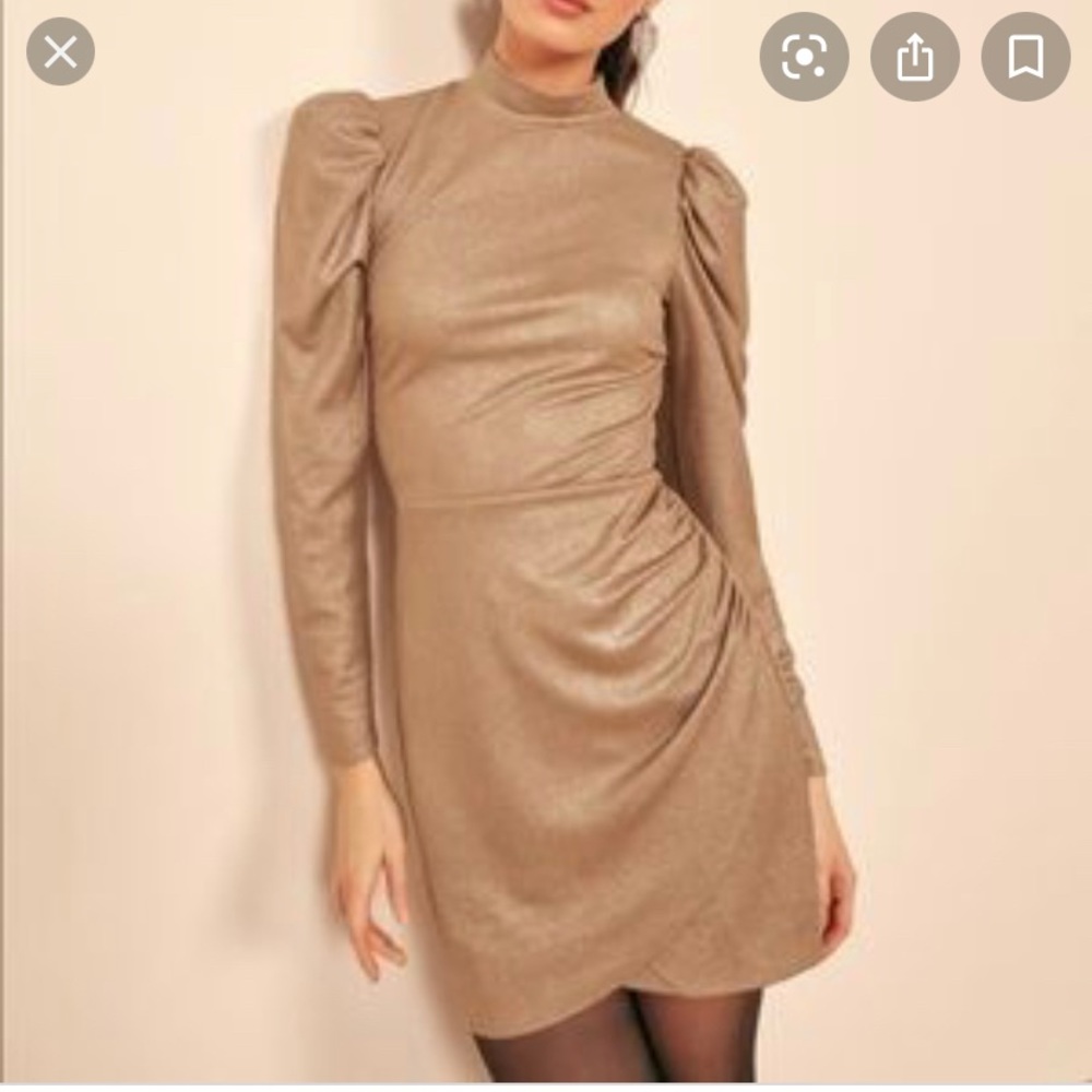 Reformation Lexi gold shimmer Dress Sz S!